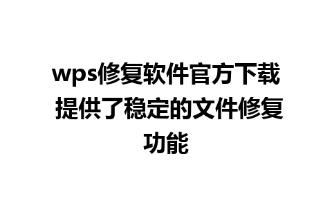 wps修复软件官方下载 提供了稳定的文件修复功能