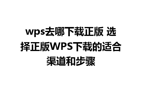 wps去哪下载正版 选择正版WPS下载的适合渠道和步骤