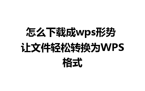 怎么下载成wps形势 让文件轻松转换为WPS格式