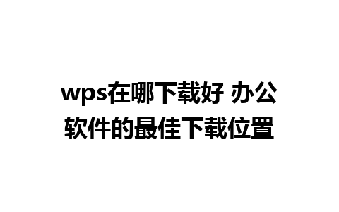 wps在哪下载好 办公软件的最佳下载位置