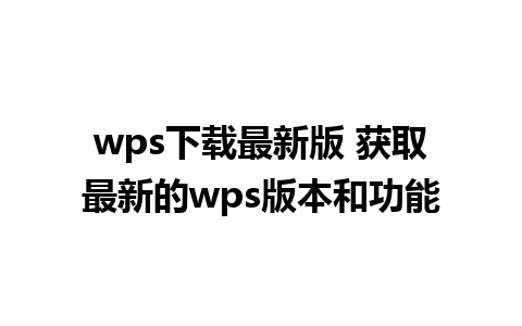 wps下载最新版 获取最新的wps版本和功能