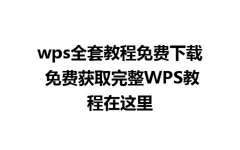 wps全套教程免费下载 免费获取完整WPS教程在这里