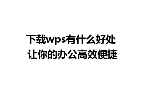 下载wps有什么好处 让你的办公高效便捷