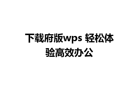 下载府版wps 轻松体验高效办公