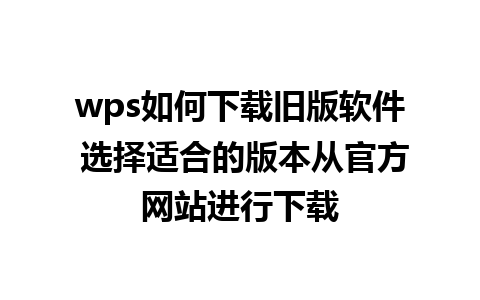 wps如何下载旧版软件 选择适合的版本从官方网站进行下载