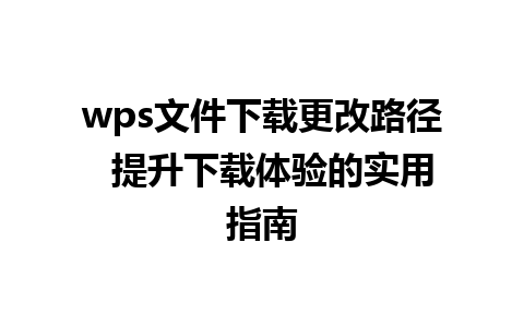 wps文件下载更改路径  提升下载体验的实用指南