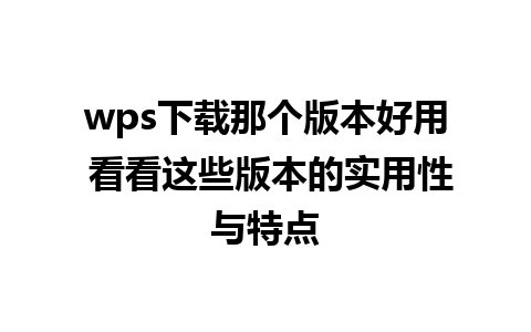 wps下载那个版本好用 看看这些版本的实用性与特点