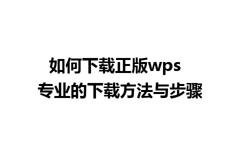 如何下载正版wps  专业的下载方法与步骤