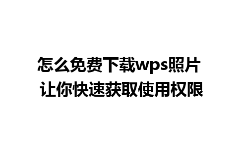 怎么免费下载wps照片 让你快速获取使用权限