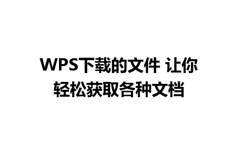 WPS下载的文件 让你轻松获取各种文档