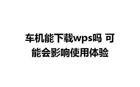 车机能下载wps吗 可能会影响使用体验