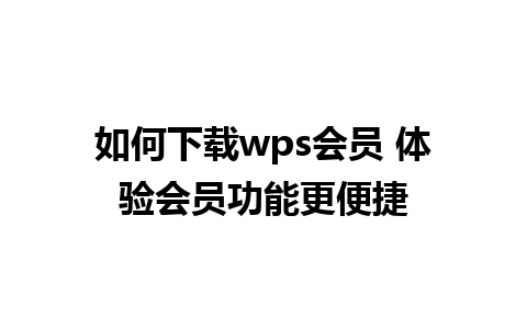 如何下载wps会员 体验会员功能更便捷