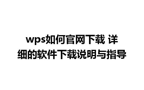 wps如何官网下载 详细的软件下载说明与指导