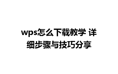 wps怎么下载教学 详细步骤与技巧分享