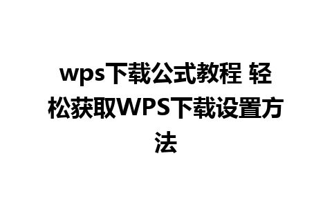 wps下载公式教程 轻松获取WPS下载设置方法