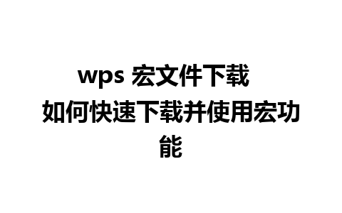 wps 宏文件下载  如何快速下载并使用宏功能