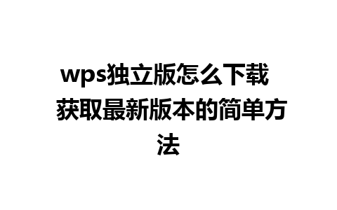 wps独立版怎么下载  获取最新版本的简单方法