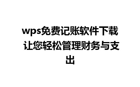 wps免费记账软件下载 让您轻松管理财务与支出