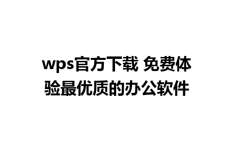 wps官方下载 免费体验最优质的办公软件