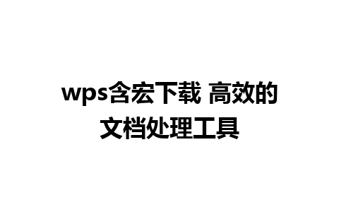 wps含宏下载 高效的文档处理工具