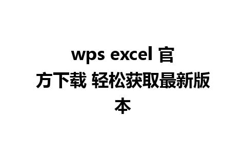 wps excel 官方下载 轻松获取最新版本