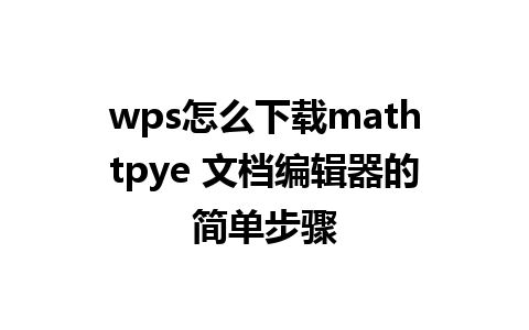 wps怎么下载mathtpye 文档编辑器的简单步骤