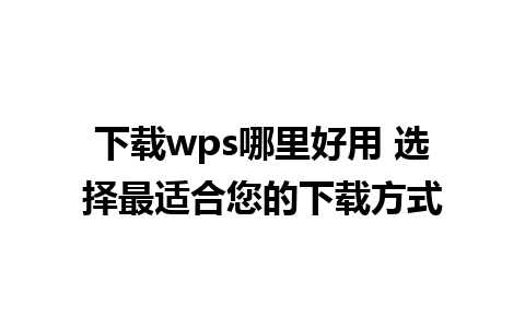 下载wps哪里好用 选择最适合您的下载方式