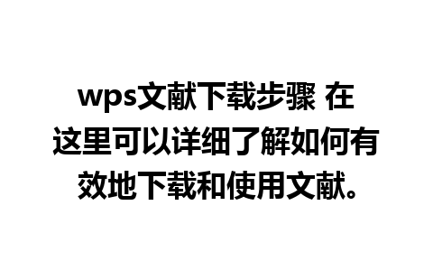 wps文献下载步骤 在这里可以详细了解如何有效地下载和使用文献。