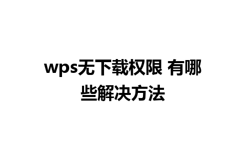 wps无下载权限 有哪些解决方法