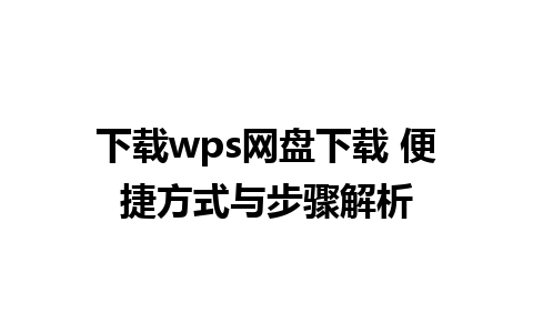 下载wps网盘下载 便捷方式与步骤解析