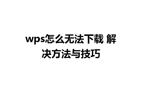 wps怎么无法下载 解决方法与技巧