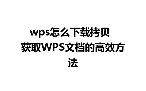 wps怎么下载拷贝  获取WPS文档的高效方法