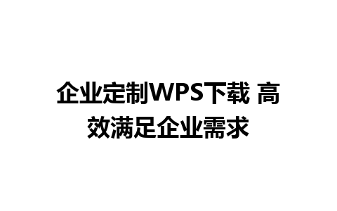 企业定制WPS下载 高效满足企业需求