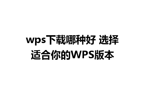 wps下载哪种好 选择适合你的WPS版本