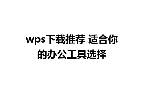 wps下载推荐 适合你的办公工具选择