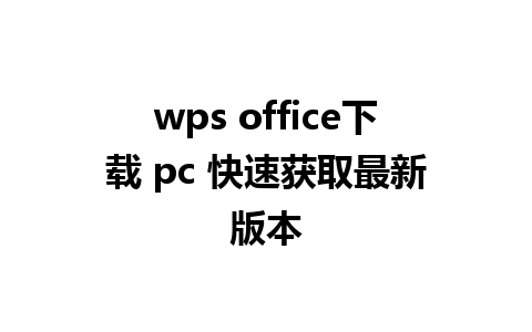 wps office下载 pc 快速获取最新版本