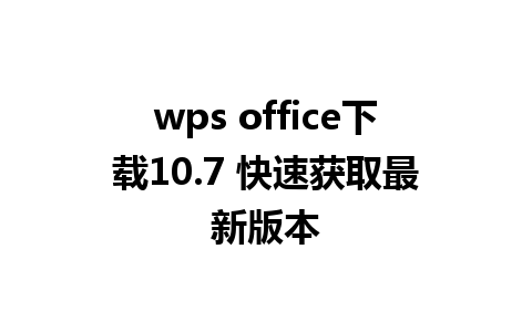 wps office下载10.7 快速获取最新版本