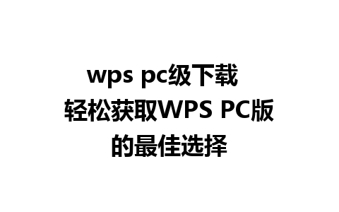 wps pc级下载  轻松获取WPS PC版的最佳选择