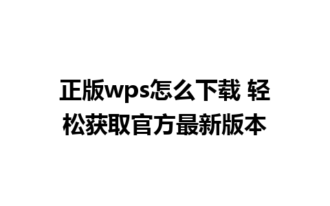 正版wps怎么下载 轻松获取官方最新版本