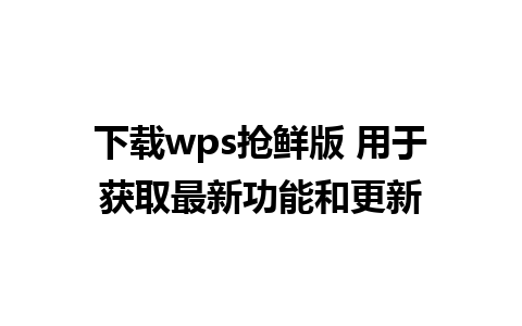 下载wps抢鲜版 用于获取最新功能和更新