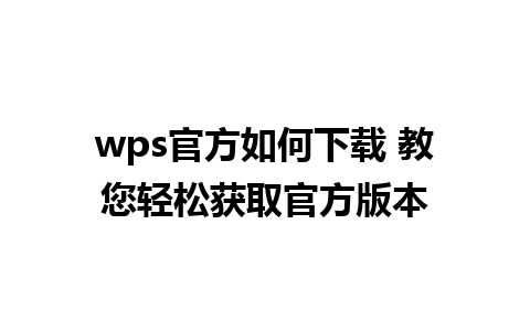 wps官方如何下载 教您轻松获取官方版本