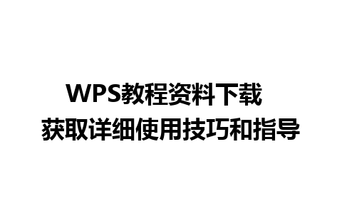 WPS教程资料下载  获取详细使用技巧和指导