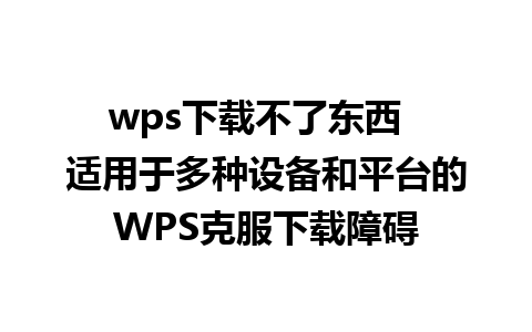 wps下载不了东西  适用于多种设备和平台的WPS克服下载障碍