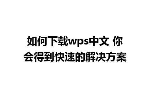 如何下载wps中文 你会得到快速的解决方案