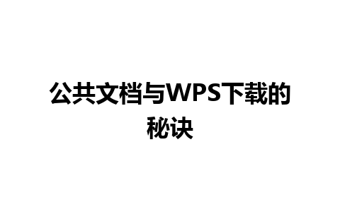 公共文档与WPS下载的秘诀 