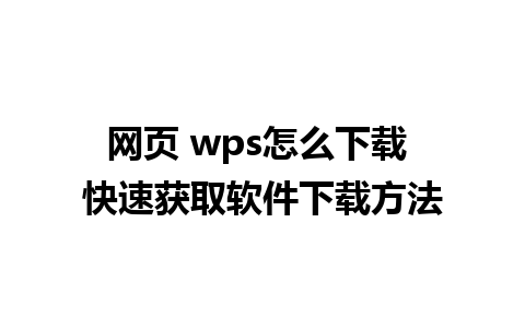 网页 wps怎么下载 快速获取软件下载方法