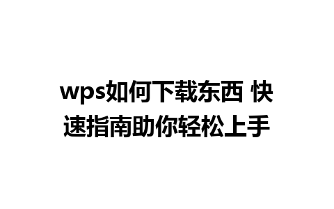 wps如何下载东西 快速指南助你轻松上手