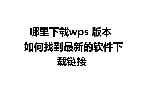 哪里下载wps 版本  如何找到最新的软件下载链接