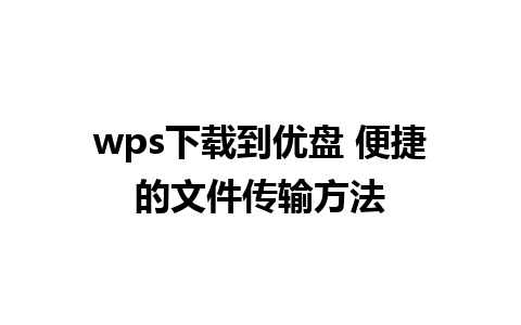 wps下载到优盘 便捷的文件传输方法