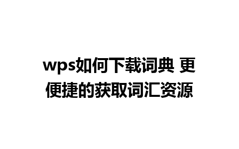 wps如何下载词典 更便捷的获取词汇资源